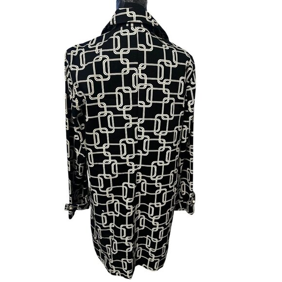 George Long Jacket Womens Small Black & White Chain Print Button-Up Fall outdoor - Picture 4 of 7